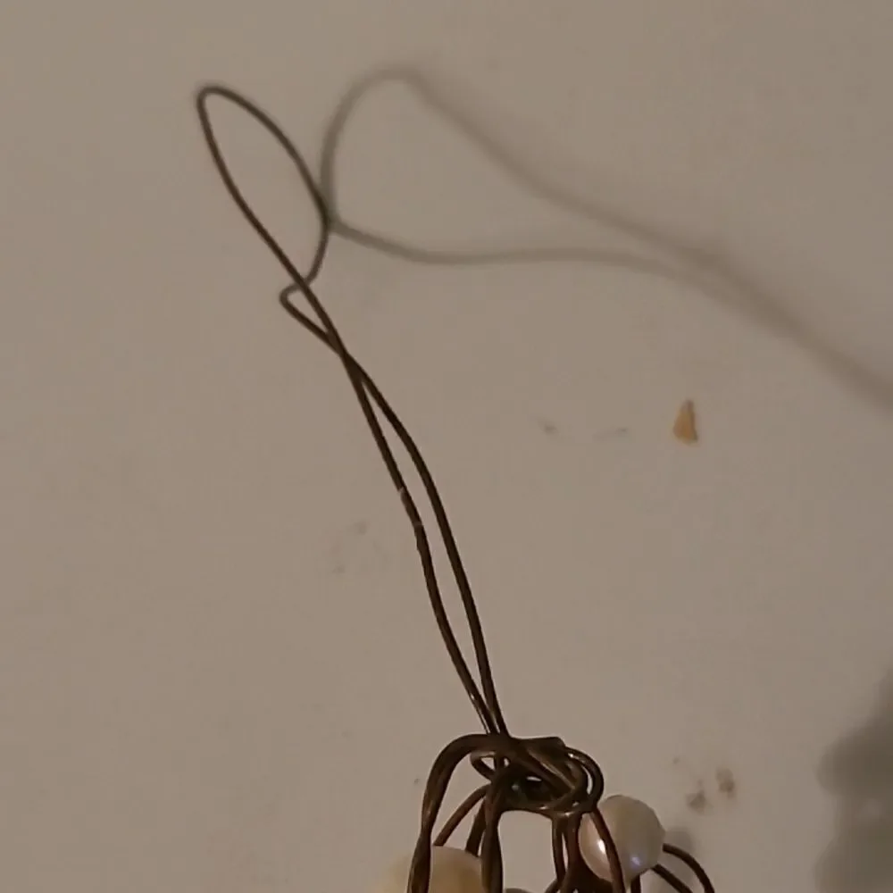 Elegant Pearl-Embellished Wire Cross Ornament